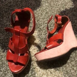 Women’s j crew size six red wedges